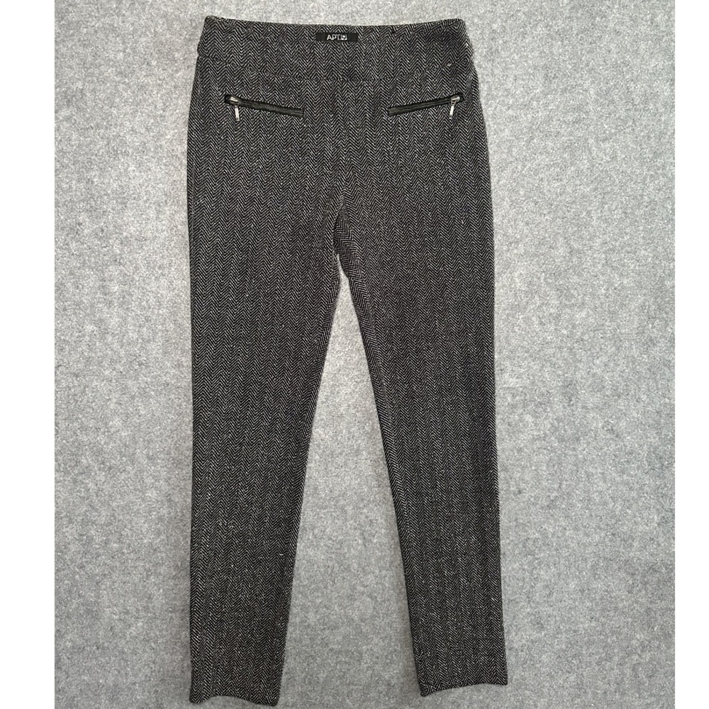 Apt. 9 Modern Fit Dress Pants 2 Grey Herringbone Faux Leather Trim